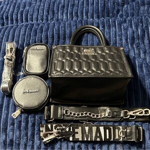 Steve Madden Black Quilted Bag Set